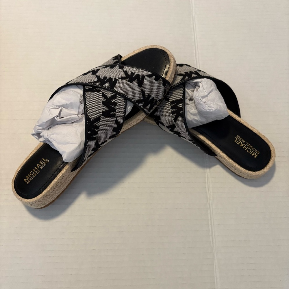 Michael Kors Black and Gray Women's Sandals